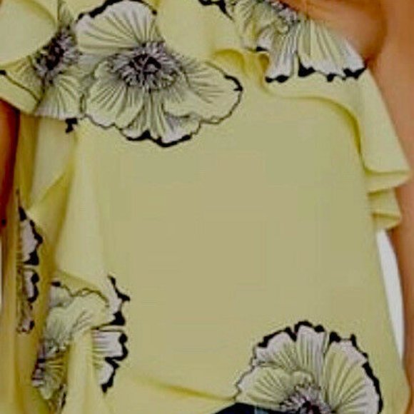 1 State Yellow Floral Off The Shoulder Top S - Picture 5 of 9